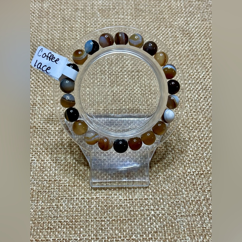 Coffee Lace Agate Beaded Bracelet